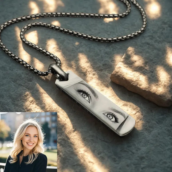 Custom Engraved Eyes Necklace